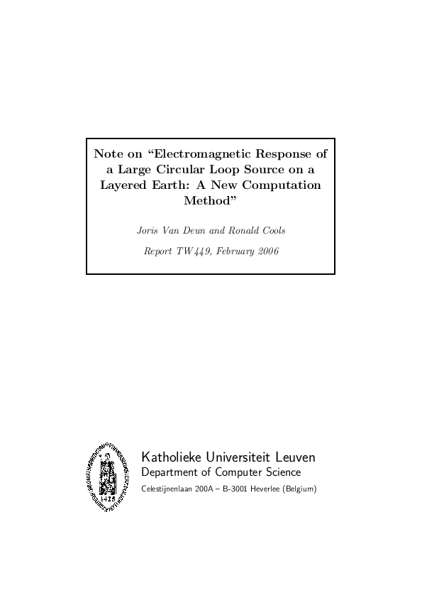 (PDF) Note on ``Electromagnetic Response of a Large Circular Loop ...