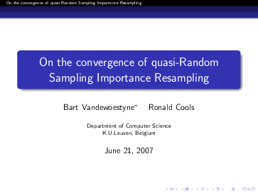 (PDF) On the convergence of quasi-random sampling/importance resampling