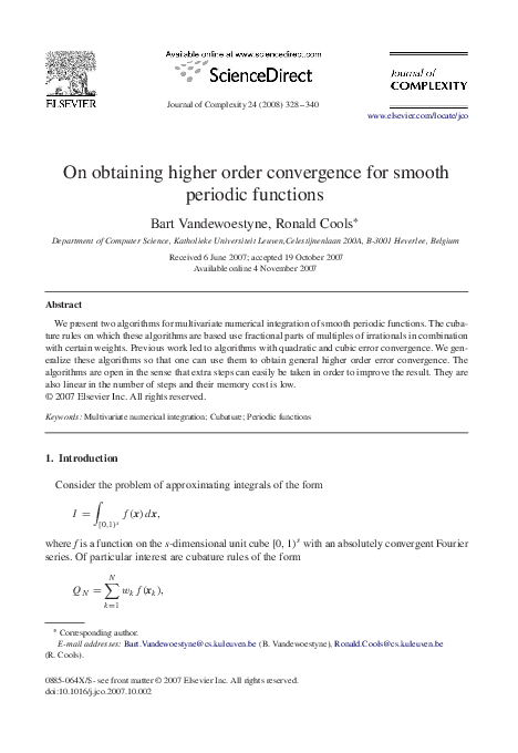 (PDF) On obtaining higher order convergence for smooth periodic functions