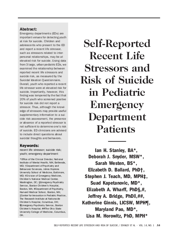 (PDF) Self-Reported Recent Life Stressors and Risk of Suicide in ...