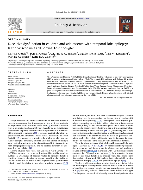 (PDF) Executive Dysfunction in Children and adolescents with Attention ...