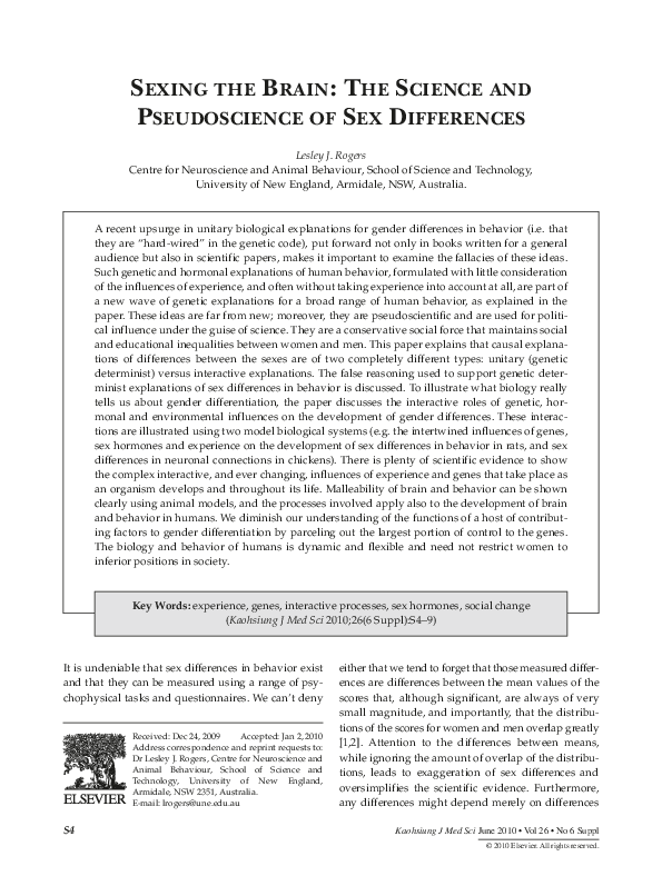 (PDF) Sexing the Brain: The Science and Pseudoscience of Sex Differences