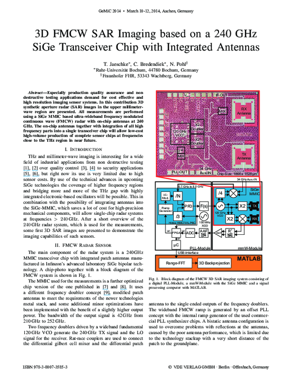 (PDF) 3D FMCW SAR Imaging based on a 240 GHz SiGe Transceiver Chip with ...
