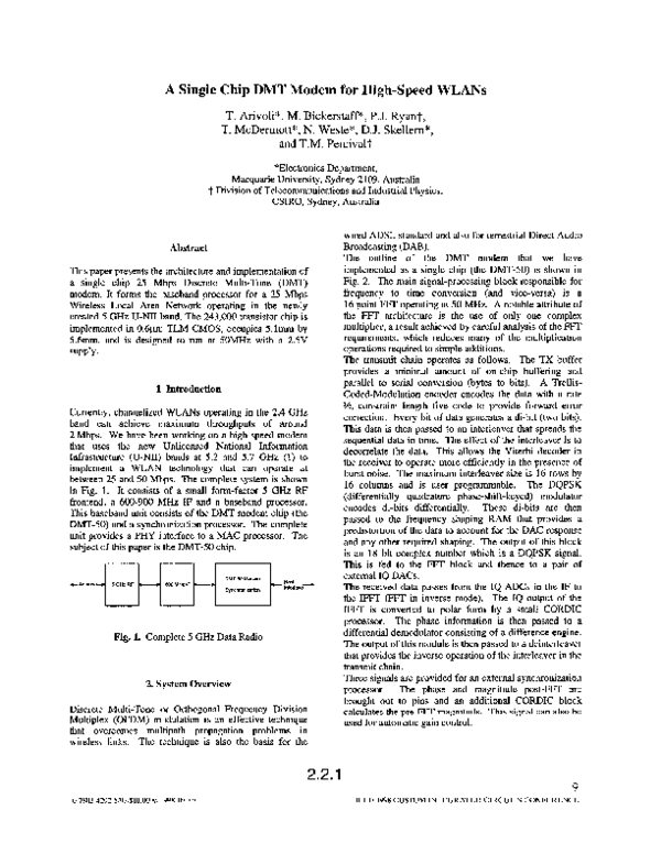 (PDF) A single chip DMT modem for high-speed WLANS