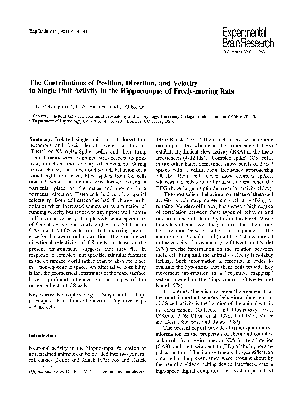 (PDF) The contributions of position, direction, and velocity to single ...