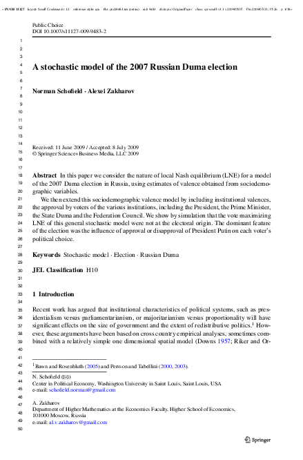 (PDF) A stochastic model of the 2007 Russian Duma election