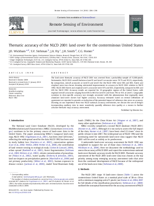 (PDF) Thematic accuracy of the NLCD 2001 land cover for the ...