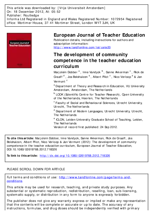(PDF) The development of community competence in the teacher education ...