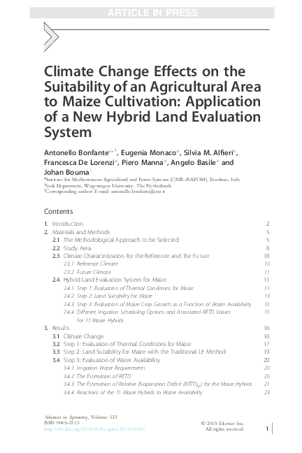 (PDF) Impact of Climate Change on Maize Cultivation Suitability