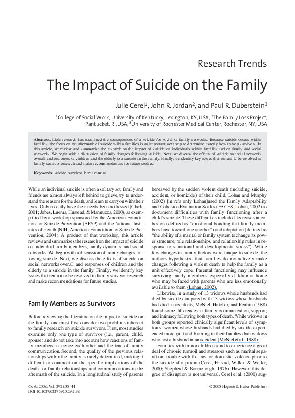 (PDF) The Impact of Suicide on the Family