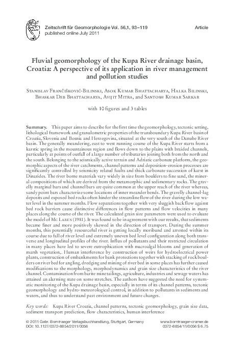 (PDF) Fluvial geomorphology of the Kupa River drainage basin, Croatia ...
