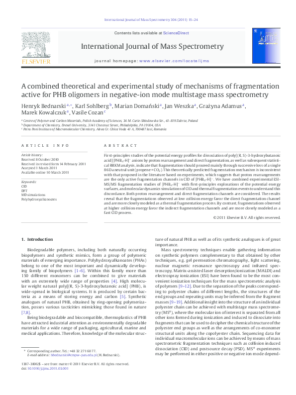 (PDF) A combined theoretical and experimental study of mechanisms of ...