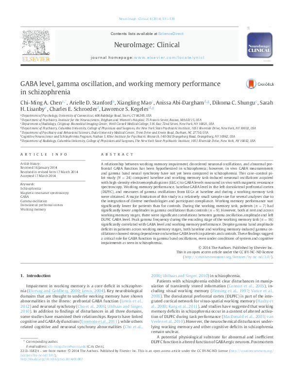 (PDF) GABA level, gamma oscillation, and working memory performance in ...