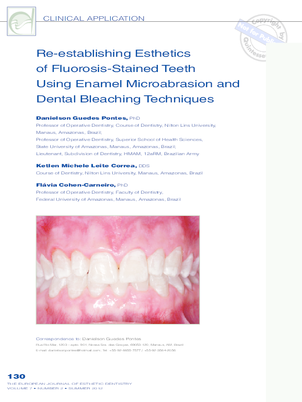 (PDF) Reestablishing esthetics of fluorosisstained teeth using enamel