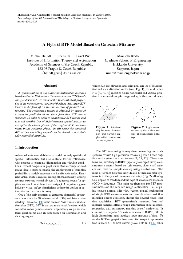 (PDF) A hybrid BTF model based on Gaussian mixtures