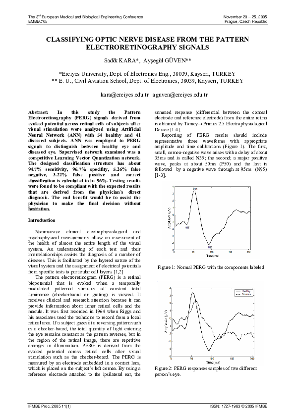 (PDF) CLASSIFYING OPTIC NERVE DISEASE FROM THE PATTERN ...