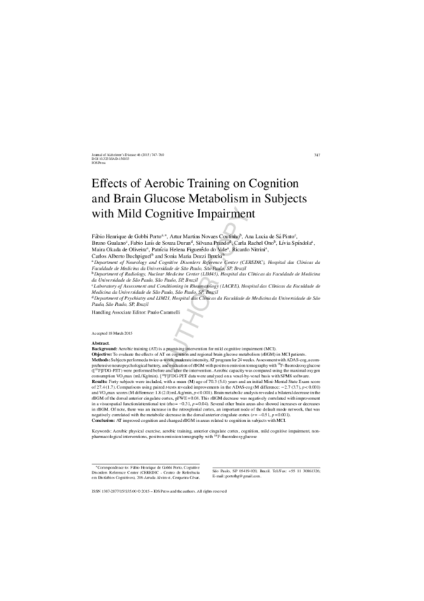 (PDF) Effects of Aerobic Training on Cognition and Brain Glucose ...