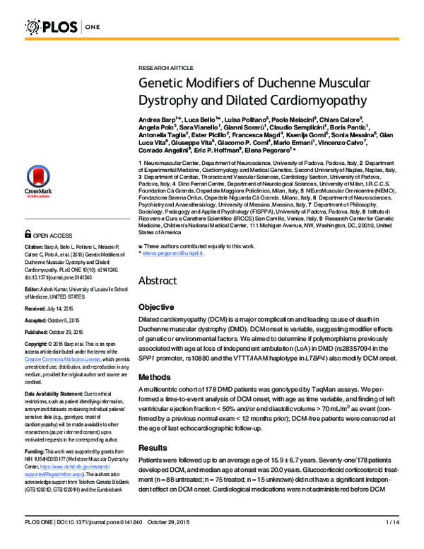 (PDF) Genetic Modifiers of Duchenne Muscular Dystrophy and Dilated ...