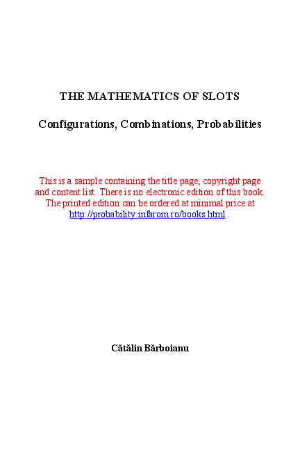 (PDF) The Mathematics of Slots: Configurations, Combinations, Probabilities