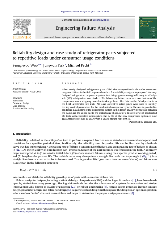 (PDF) Reliability design and case study of refrigerator parts subjected ...