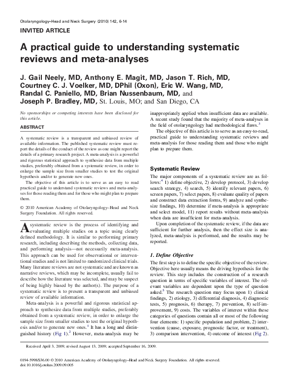 (PDF) A practical guide to understanding systematic reviews and meta ...