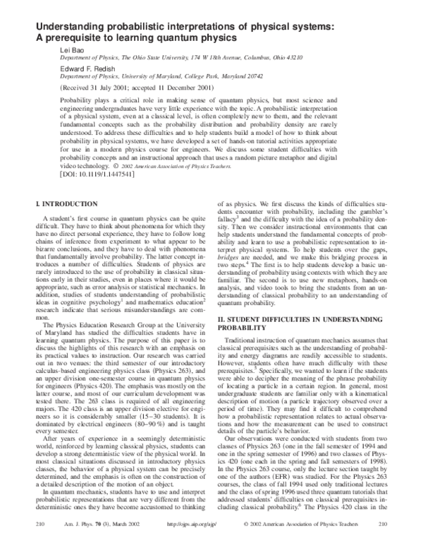 (PDF) Understanding probabilistic interpretations of physical systems ...
