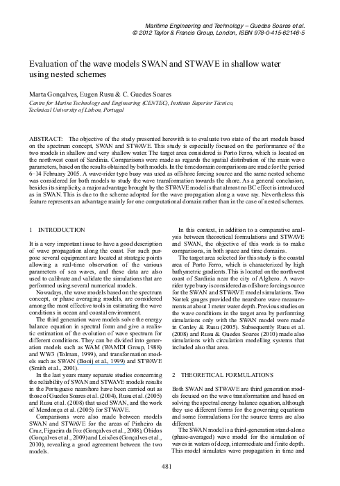 (PDF) Evaluation of the wave models SWAN and STWAVE in shallow water ...