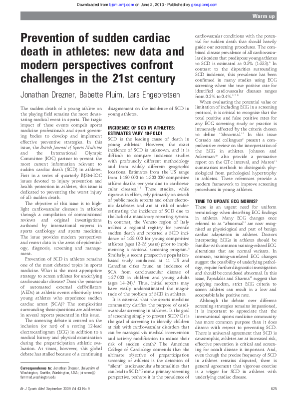 (PDF) Prevention of sudden cardiac death in athletes: new data and ...