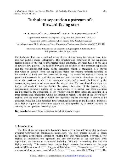 (PDF) Turbulent separation upstream of a forward-facing step