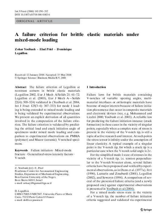 (PDF) A failure criterion for brittle elastic materials under mixed
