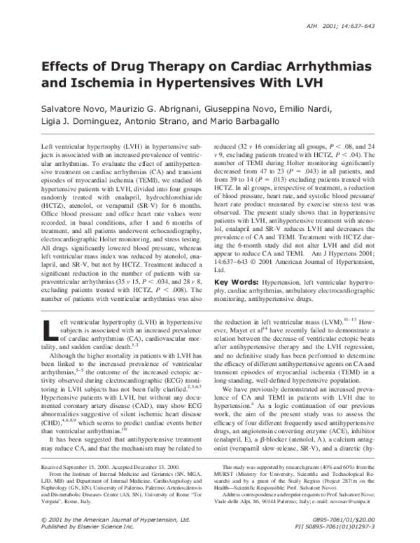 (PDF) Effects of drug therapy on cardiac arrhythmias and ischemia in ...