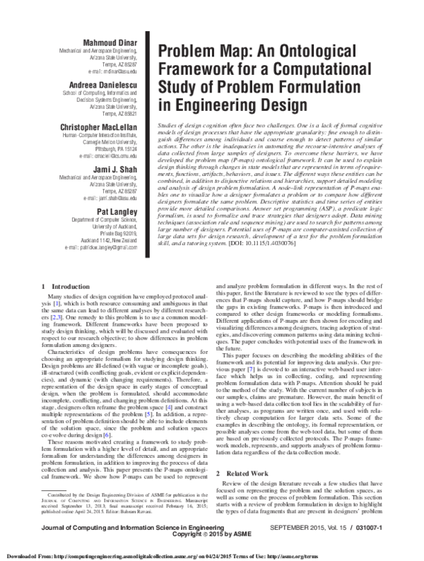 (PDF) Problem Map: An ontological framework for a computational study ...