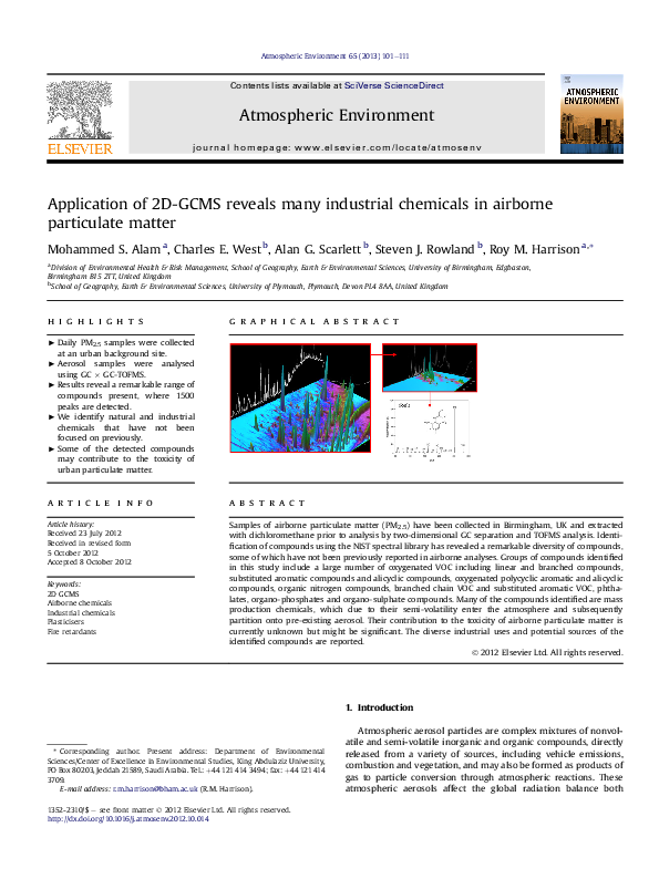 PDF) Application of 2D-GCMS reveals many industrial chemicals in