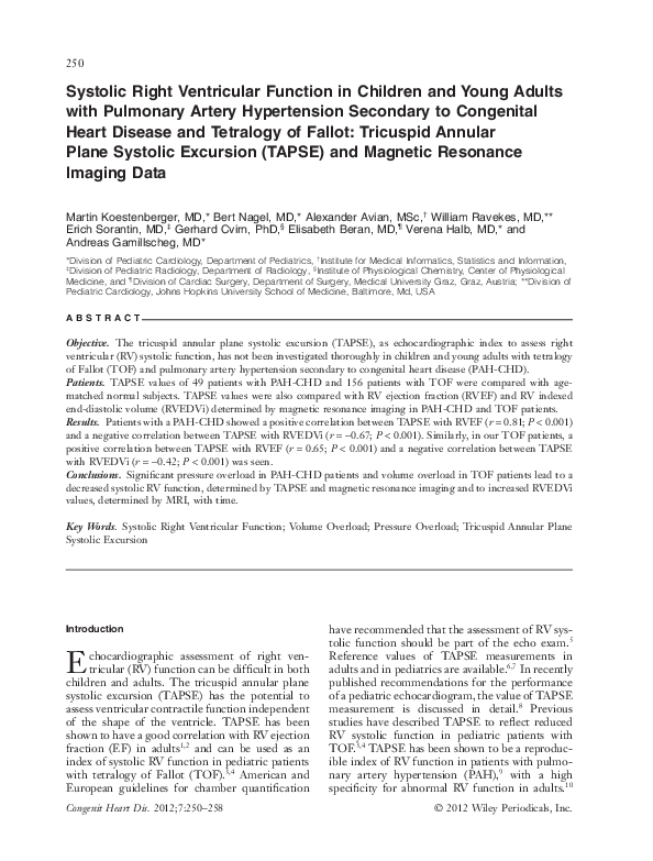 (PDF) Systolic Right Ventricular Function in Children and Young Adults ...