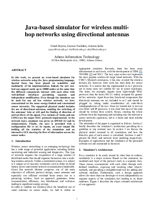 (PDF) Java-based simulator for wireless multi-hop networks using ...