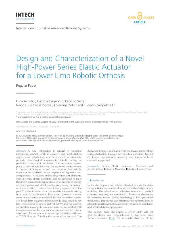 (PDF) Design and Characterization of a Novel High-Power Series Elastic ...