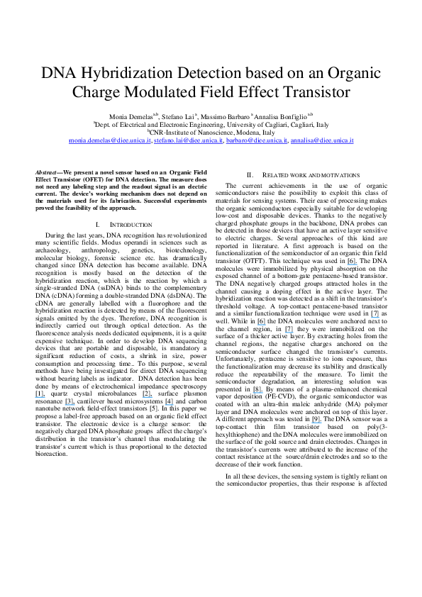(PDF) DNA hybridization detection based on an Organic charge modulated ...