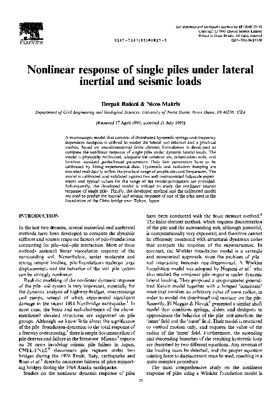 (PDF) Nonlinear response of single piles under lateral inertial and ...
