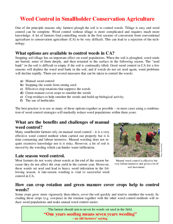 (PDF) Weed Control in Smallholder Conservation Agriculture