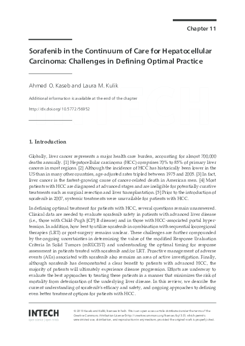 (PDF) Sorafenib in the Continuum of Care for Hepatocellular Carcinoma ...