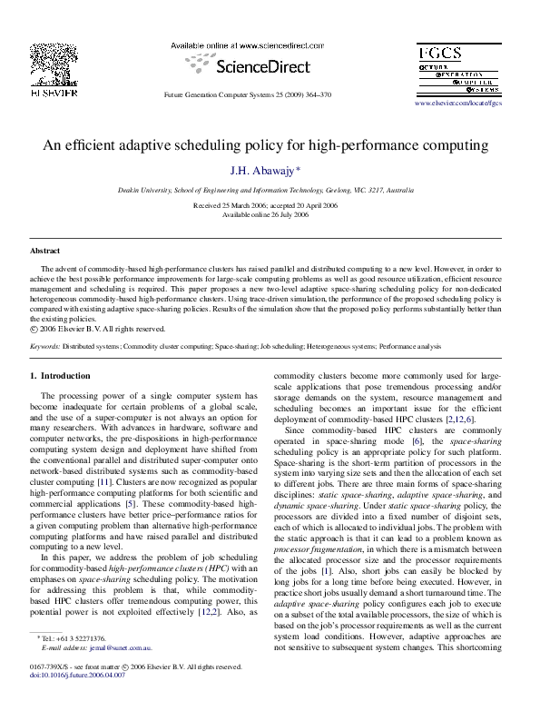 (PDF) An efficient adaptive scheduling policy for high-performance ...