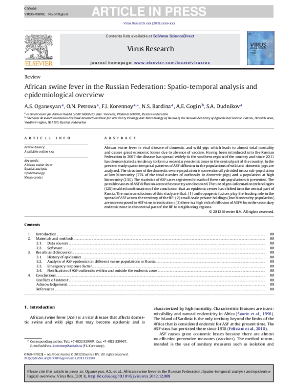 African swine fever map 2020 image