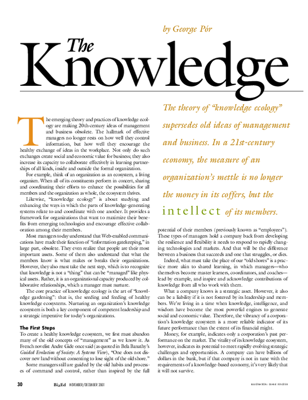 First page of “The Knowledge Ecology”