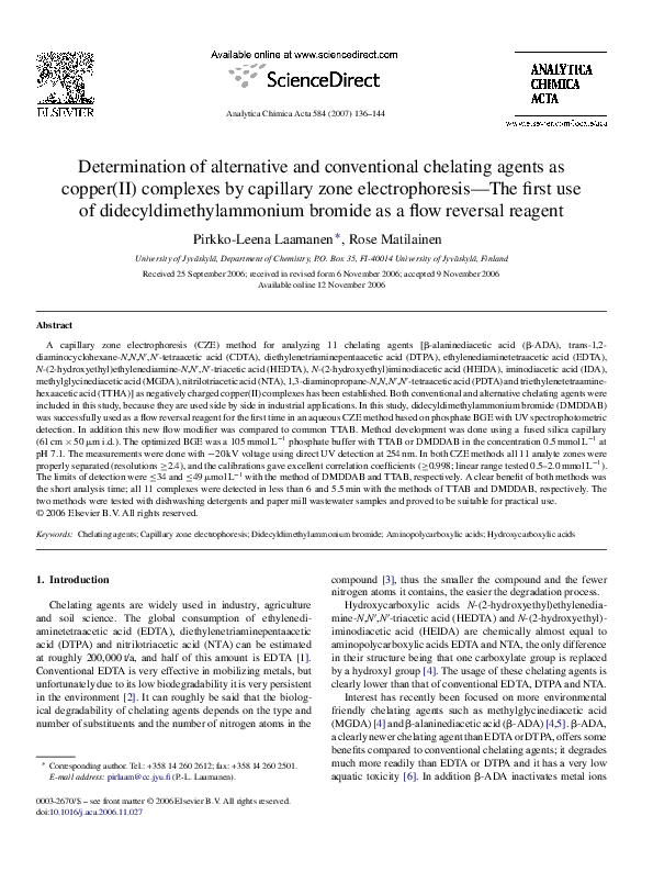 (PDF) Determination of alternative and conventional chelating agents as ...