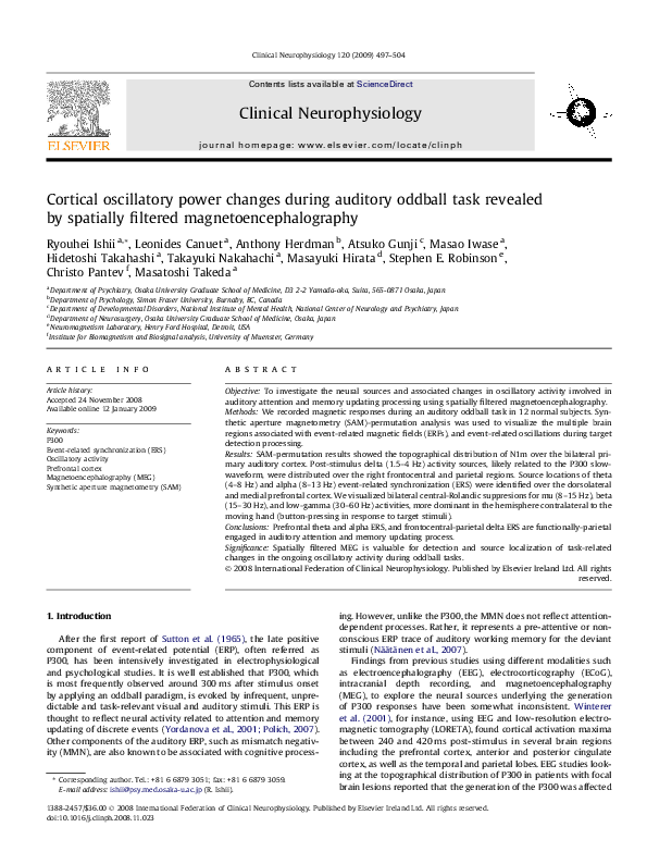 (PDF) Cortical oscillatory power changes during auditory oddball task ...
