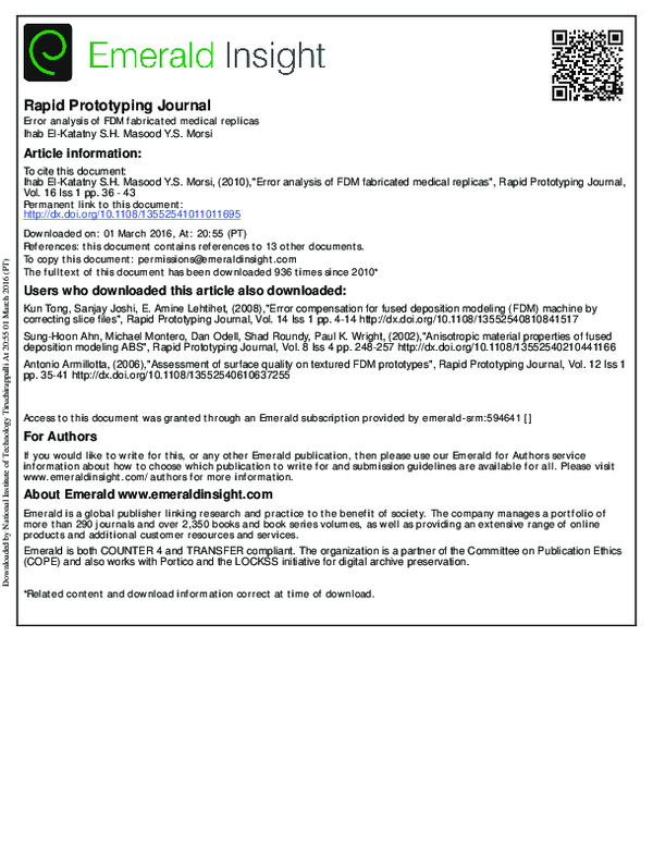 (PDF) Rapid Prototyping Journal Article information