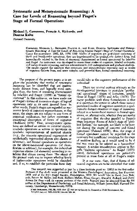 (PDF) Systematic and Metasystematic Reasoning: A Case for Levels of ...