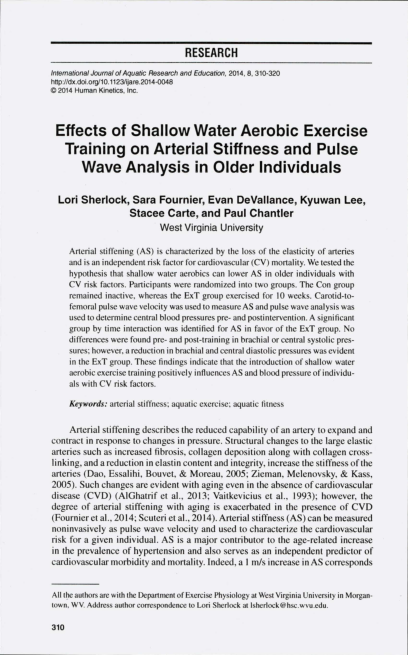 (PDF) Effects of Shallow Water Aerobic Exercise Training on Arterial ...