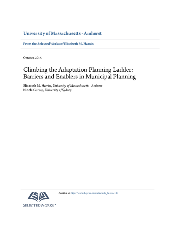 (PDF) Climbing the Adaptation Planning Ladder: Barriers and Enablers in ...