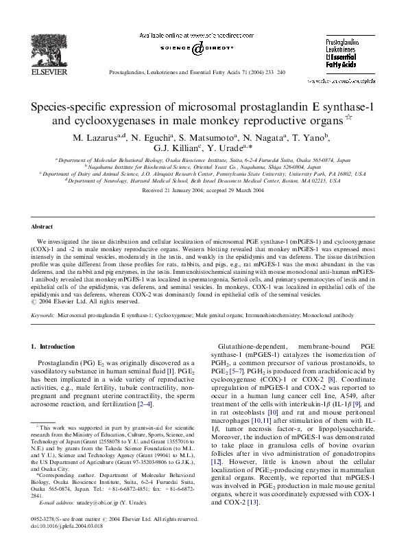 (PDF) Species-specific expression of microsomal prostaglandin E ...
